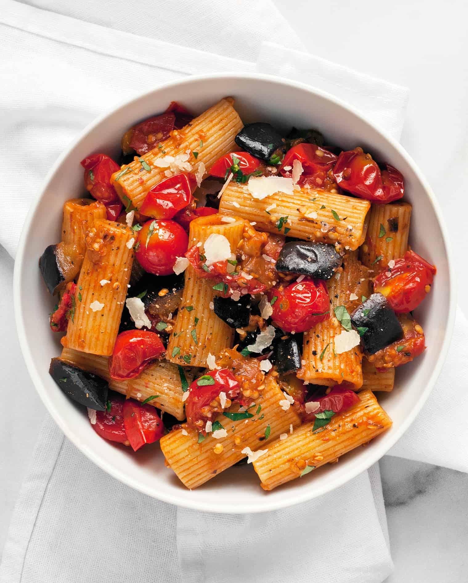 Skillet Cherry Tomato Eggplant Pasta Last Ingredient