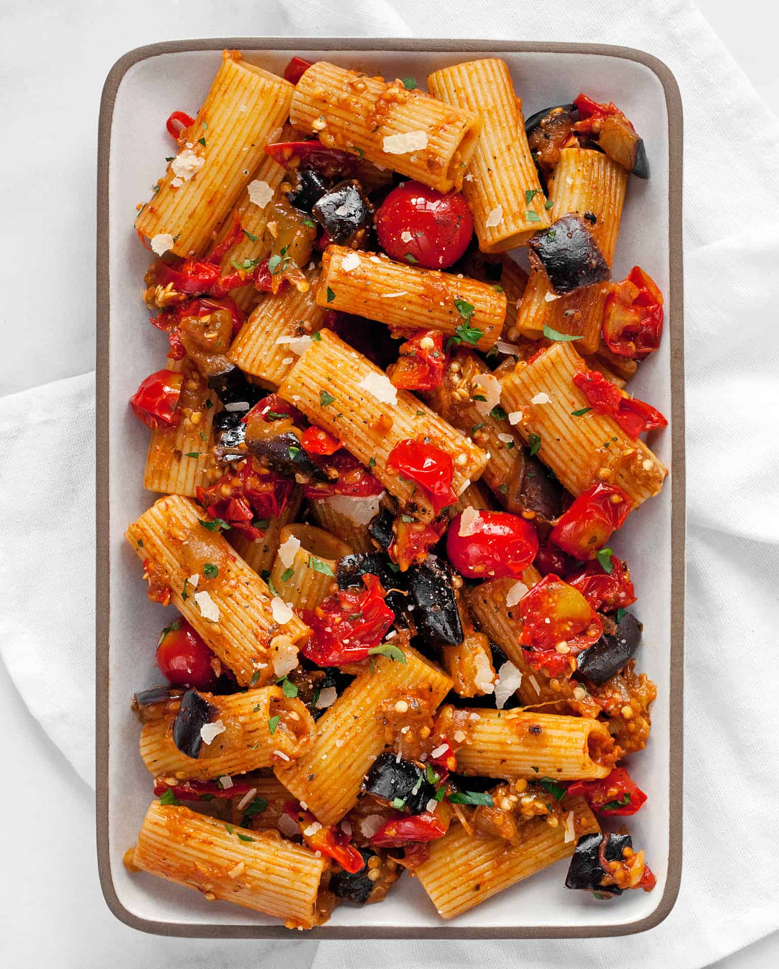 Skillet Cherry Tomato Eggplant Pasta Last Ingredient