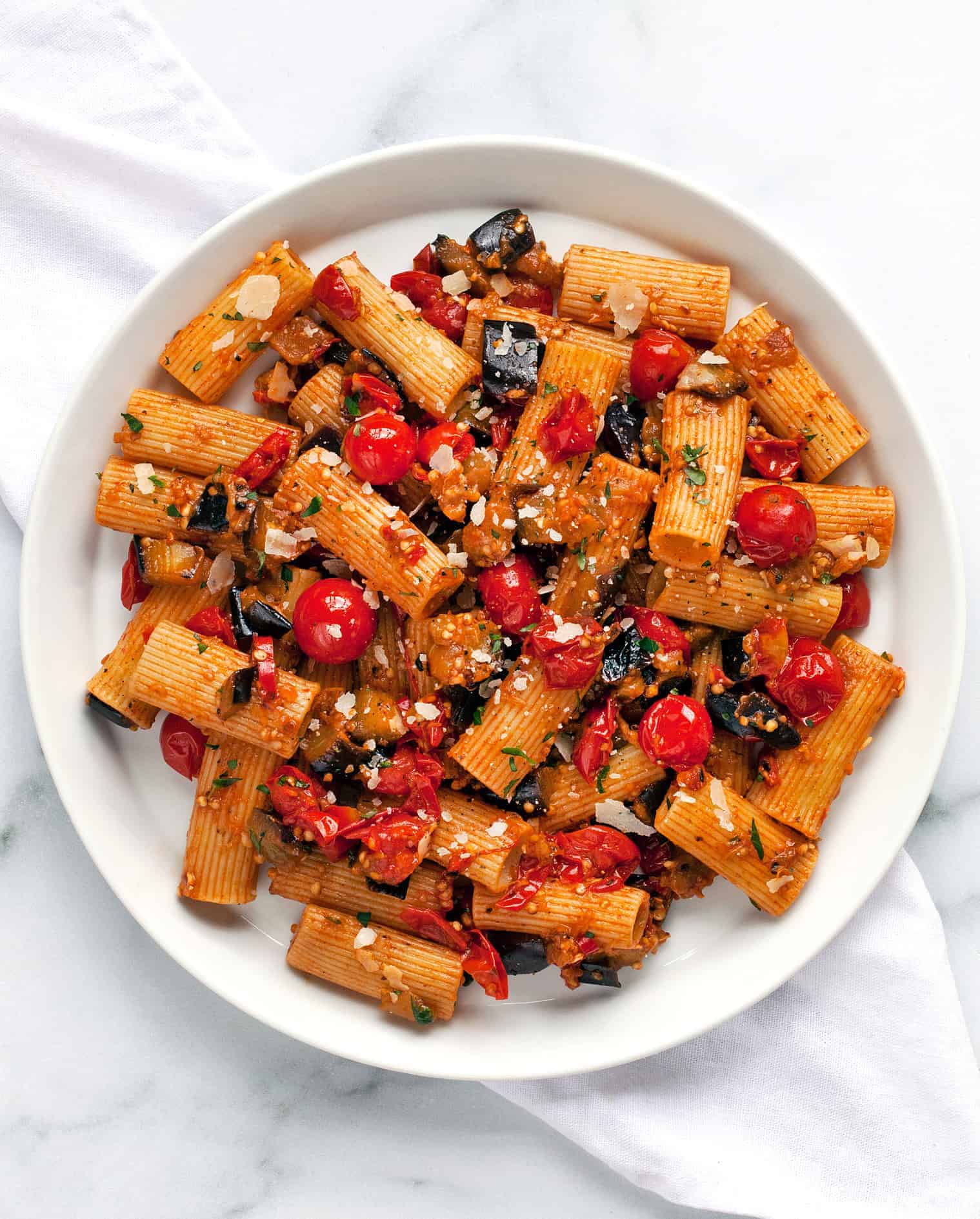 Skillet Cherry Tomato Eggplant Pasta Last Ingredient