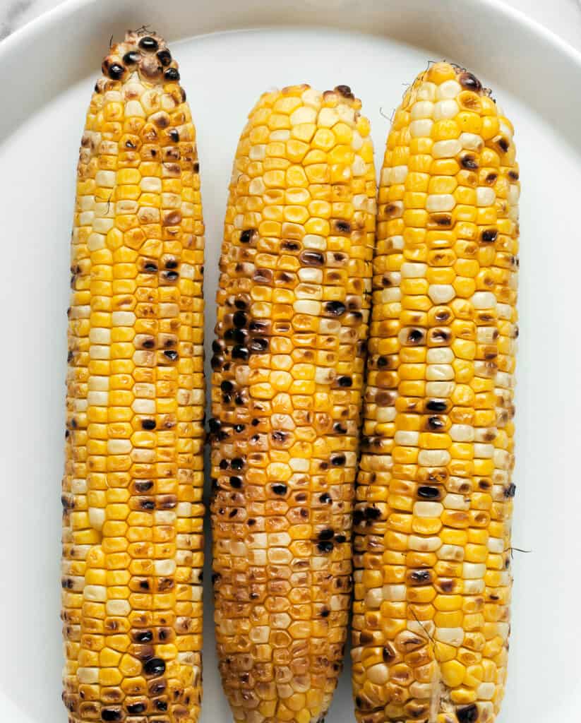 Grilled corn on a plate