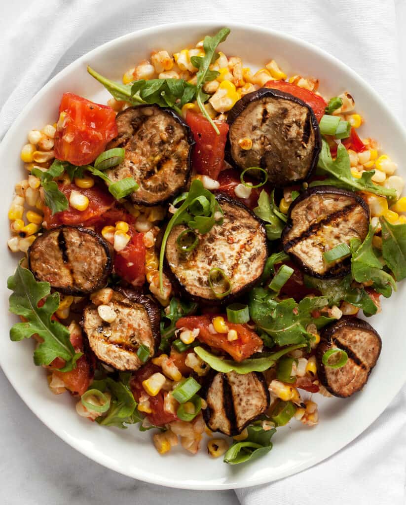 Grilled Eggplant Corn Tomatoes