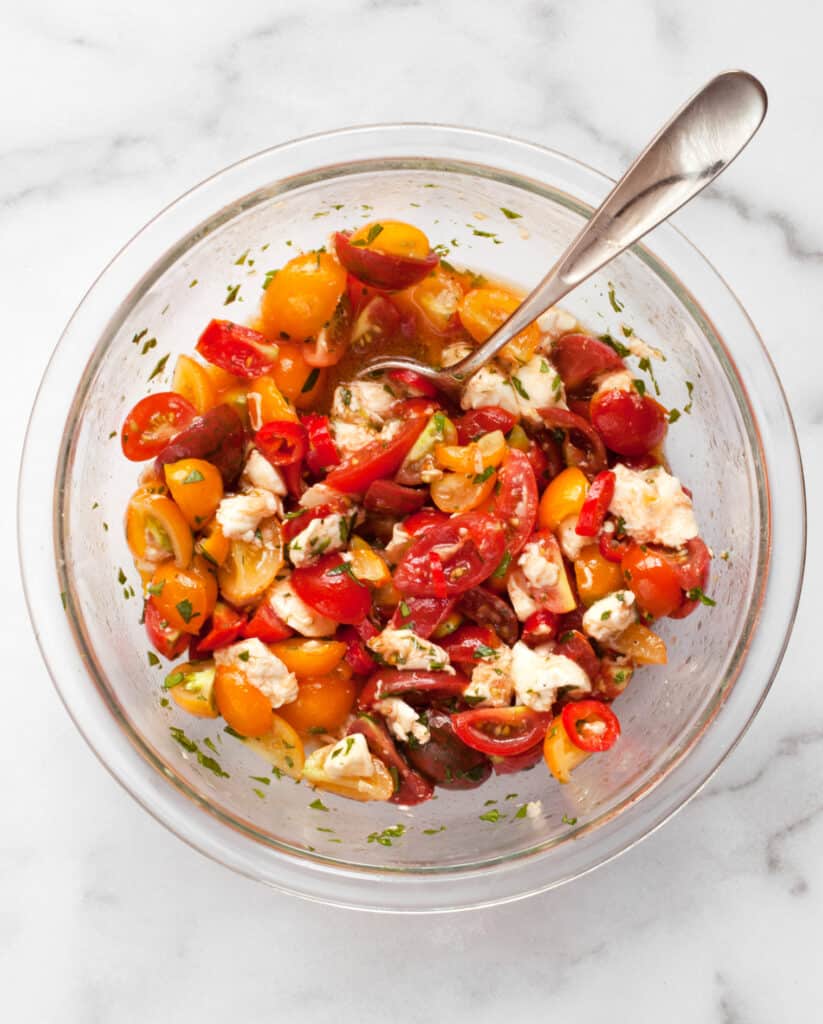 Tomato Mozzarella Chili Salad Last Ingredient