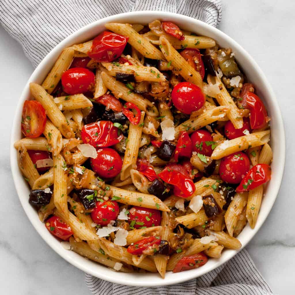 Easy Cherry Tomato Eggplant Pasta Last Ingredient
