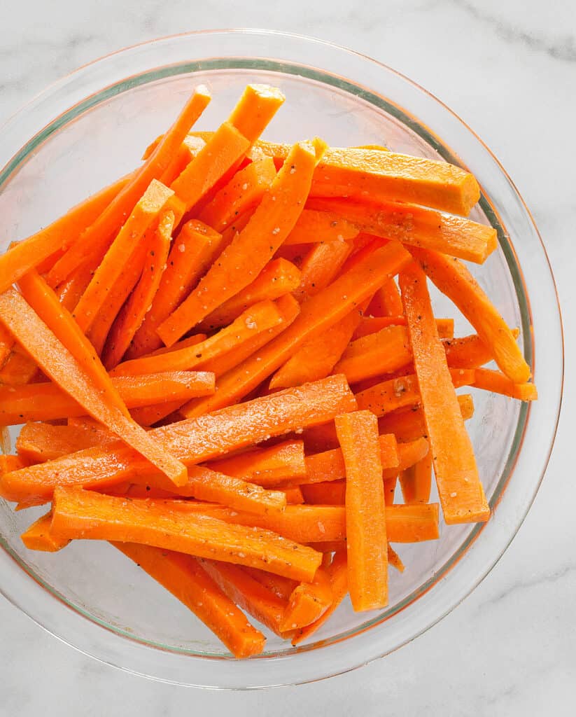 Carrot sticks in a bowl