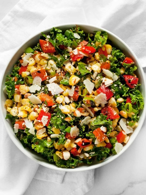 Grilled Corn Pepper Kale Chopped Salad