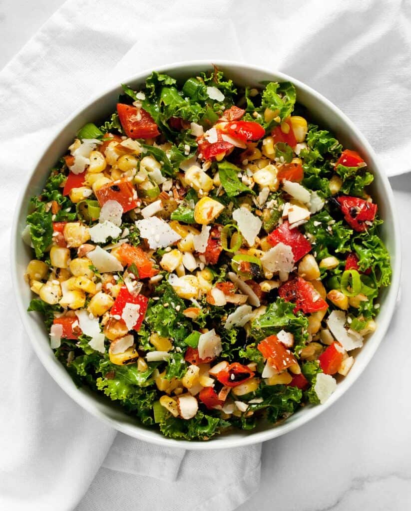 Grilled Corn Pepper Kale Chopped Salad