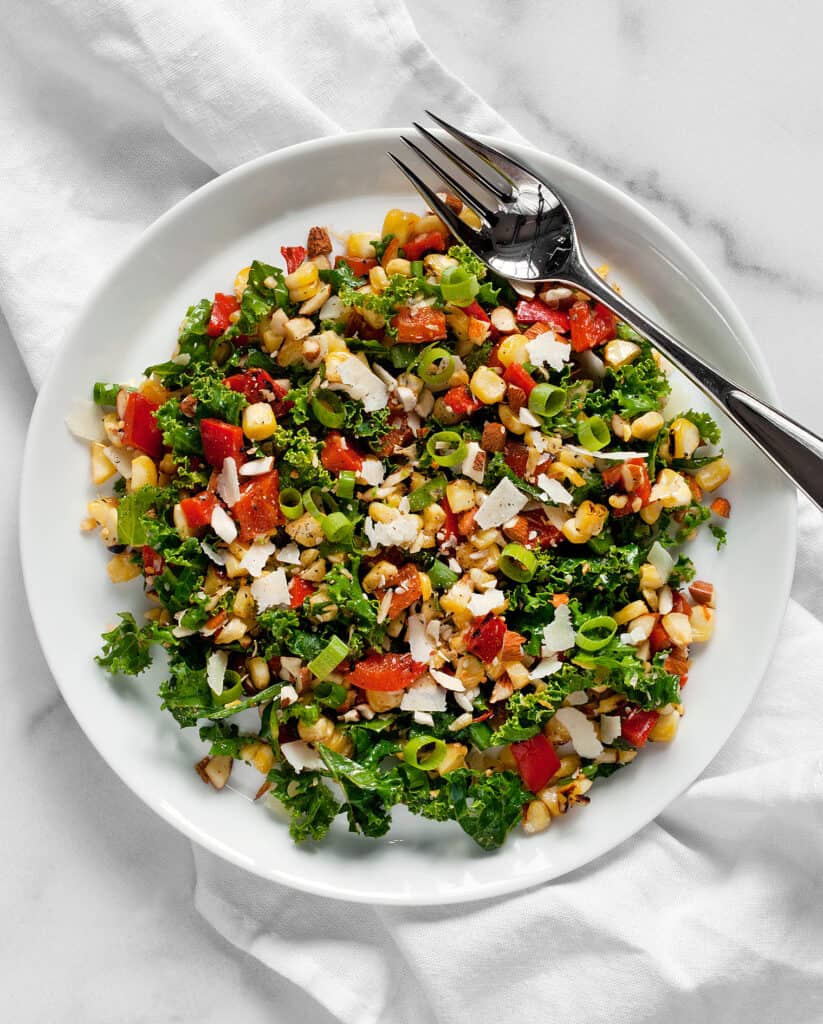 Grilled Corn Pepper Kale Chopped Salad