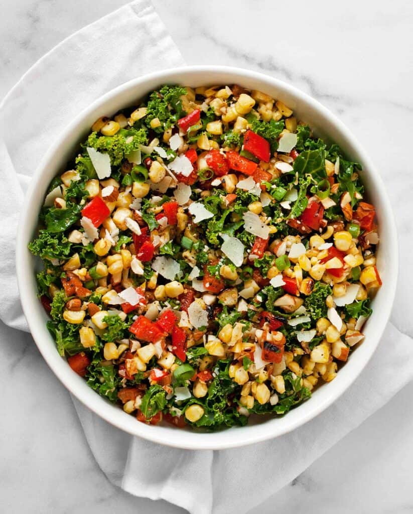 Grilled Corn Pepper Kale Chopped Salad