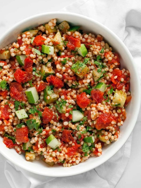 Harissa Roasted Tomato Cucumber Couscous