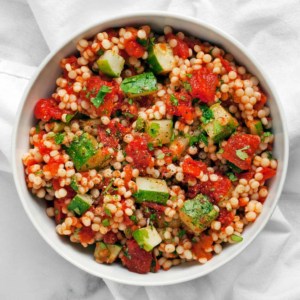 Harissa Roasted Tomato Cucumber Couscous