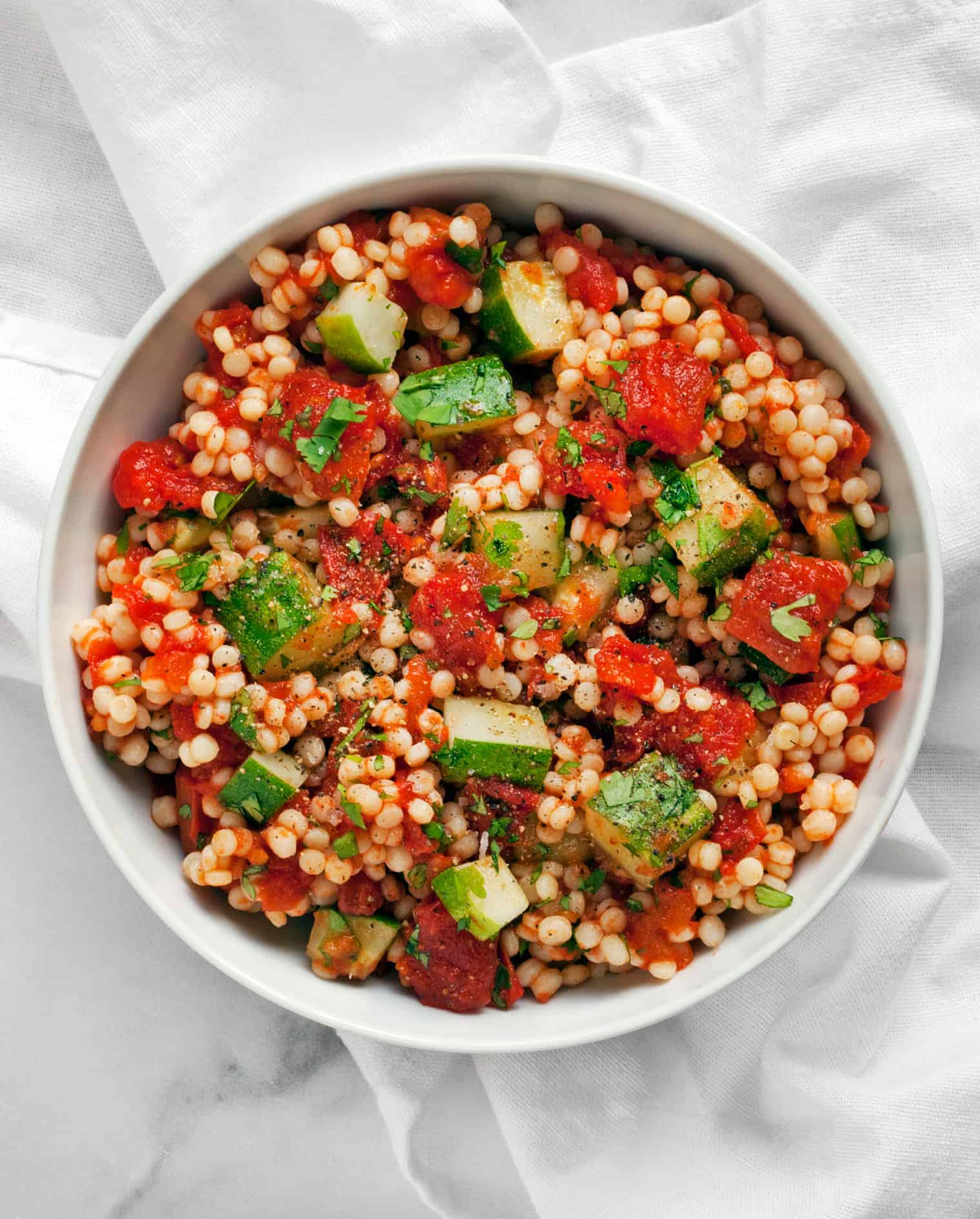 Harissa Roasted Tomato Cucumber Couscous Last Ingredient