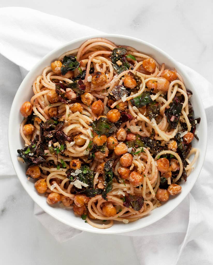 Pasta with Chickpeas and Swiss Chard