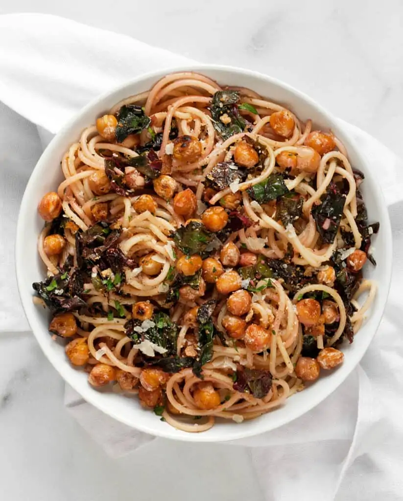 Pasta with Chickpeas and Swiss Chard