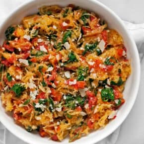 Roasted Tomato Spinach Spaghetti Squash