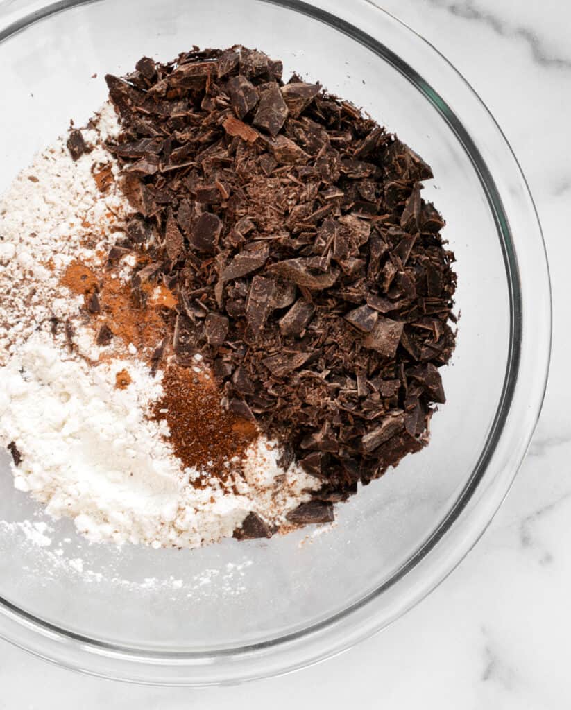 Combine the dry ingredients and chocolate chips