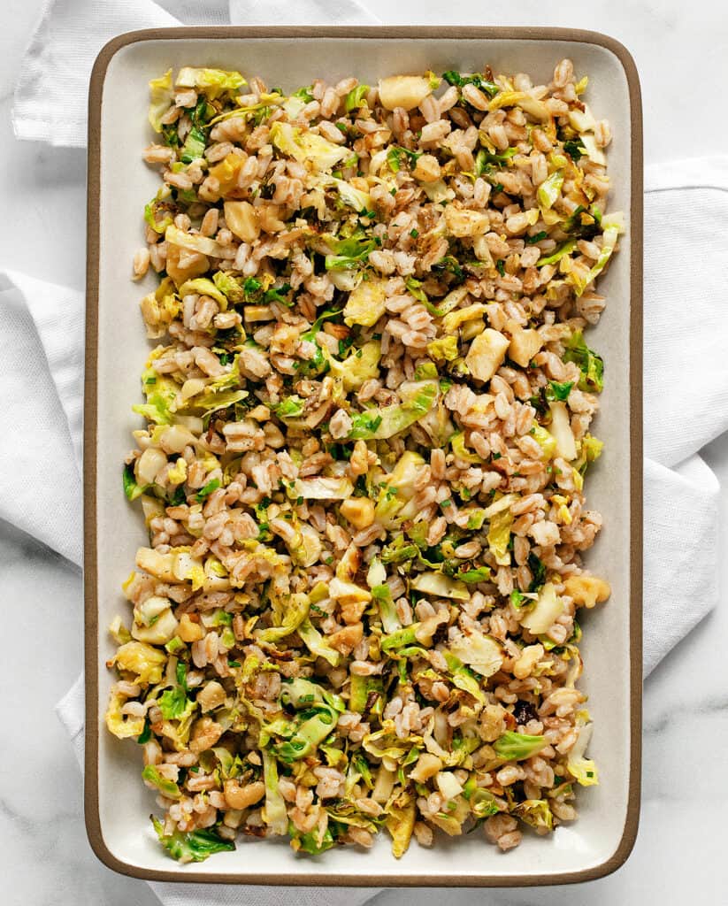 Farro with lemon brussels sprouts