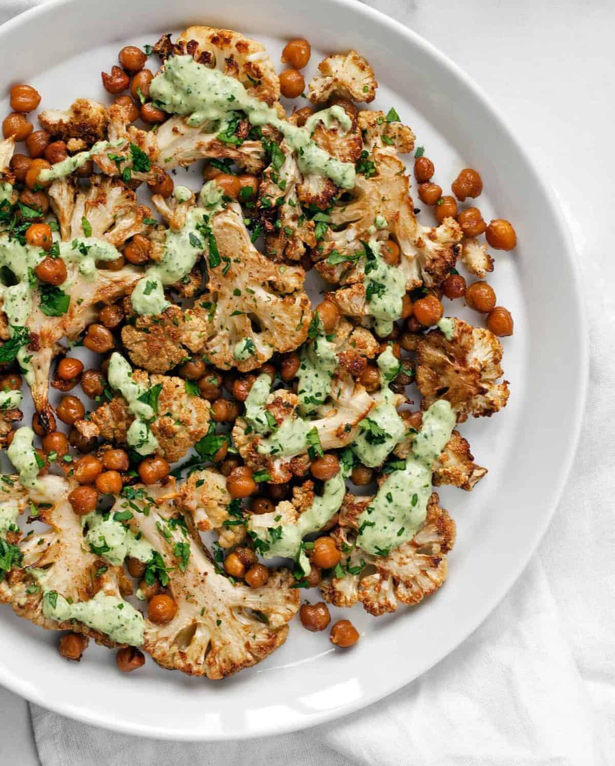 Roasted Cauliflower and Chickpeas with Herby Tahini Last Ingredient