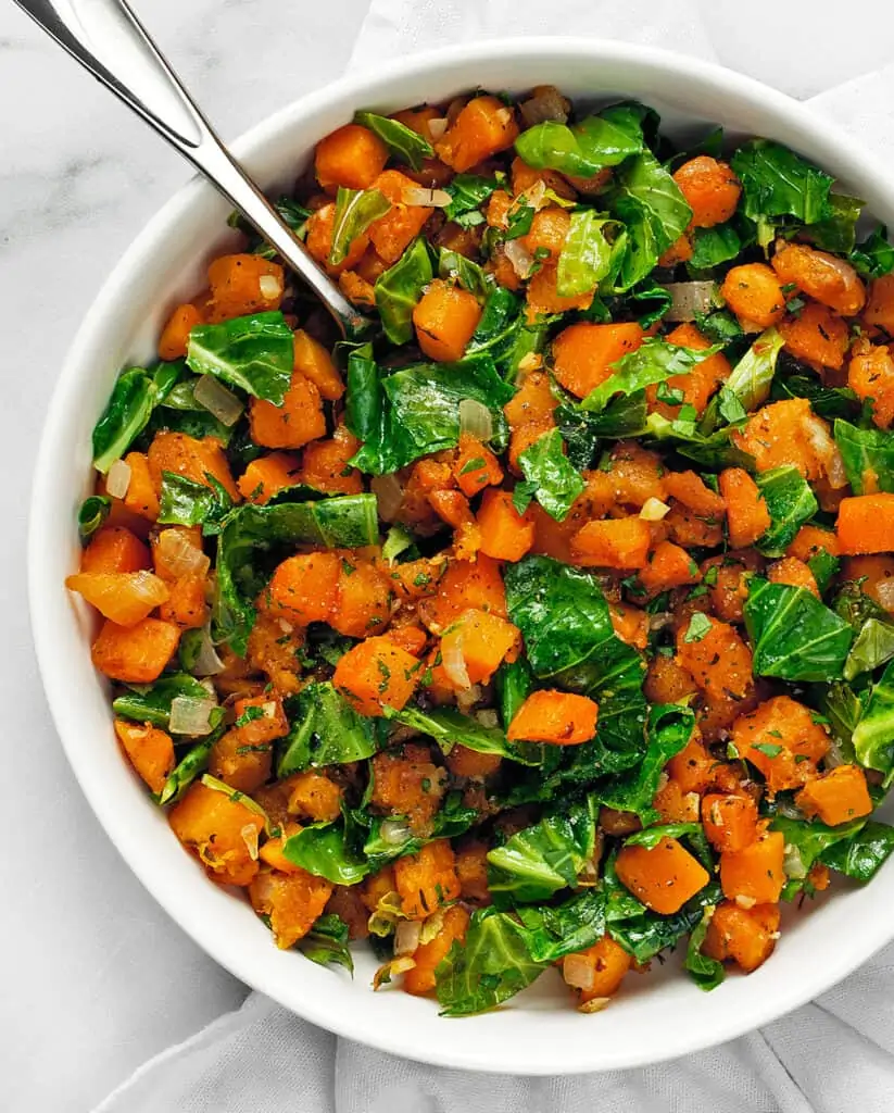 Sautéed Butternut Squash and Greens