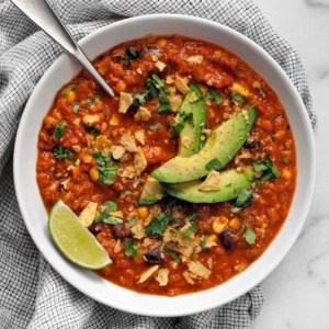 Slow Cooker Lentil Tortilla Soup