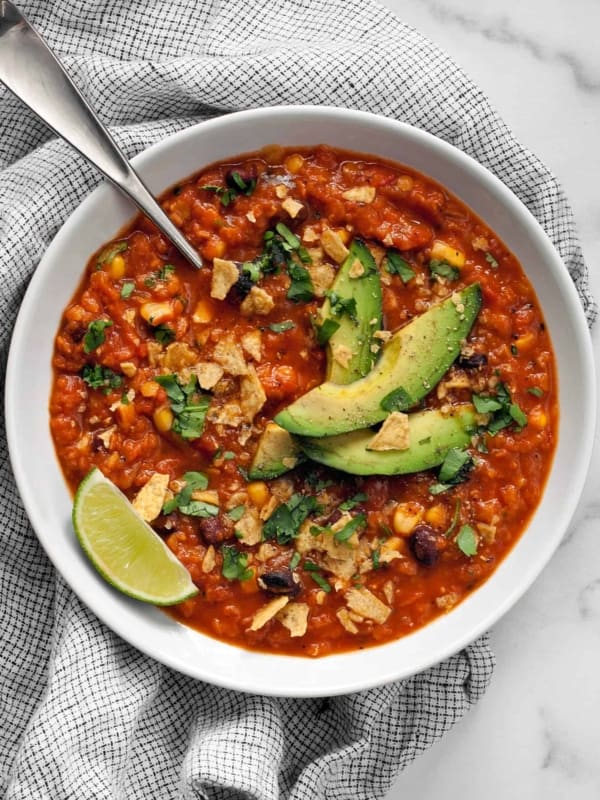 Slow Cooker Lentil Tortilla Soup