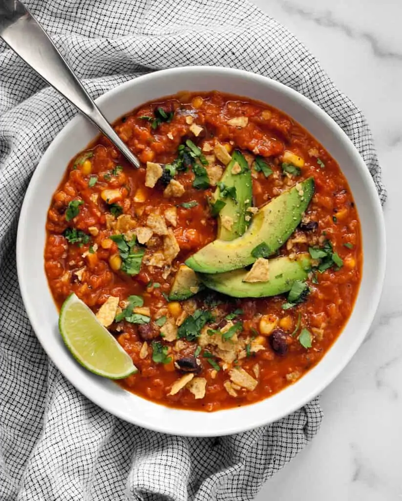 Slow Cooker Lentil Tortilla Soup