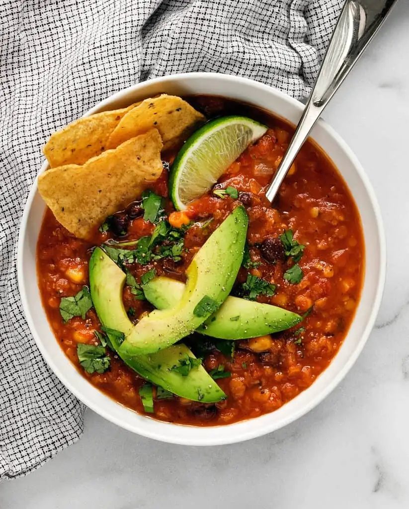 Slow Cooker Lentil Tortilla Soup