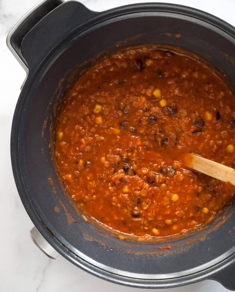 Lentil soup in a slow cooker