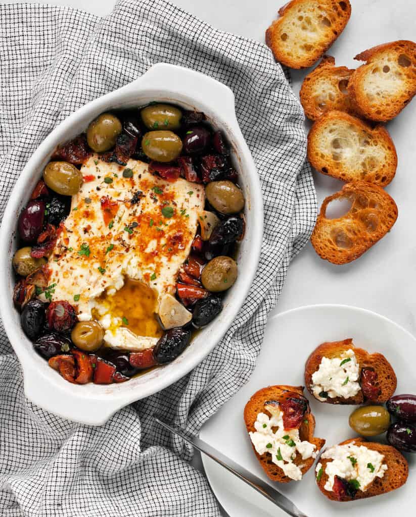 Baked Feta with Olives and Tomatoes