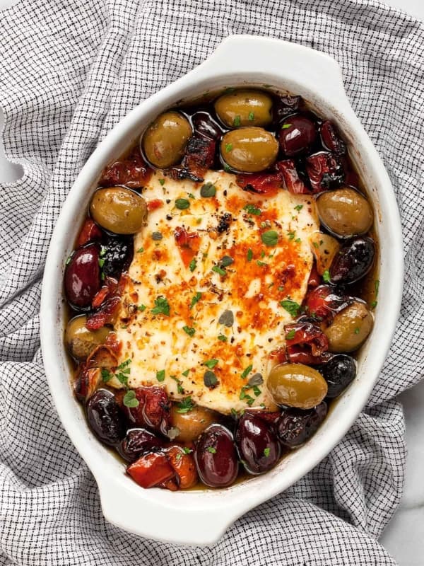 Baked Feta with Olives and Tomatoes