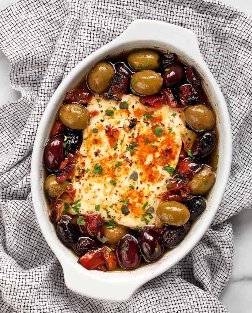 Baked Feta with Olives and Tomatoes