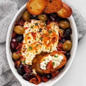 Baked Feta with Olives and Tomatoes