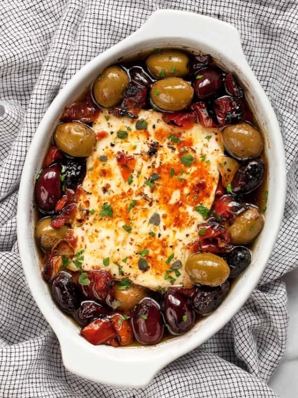 Baked Feta with Olives and Tomatoes