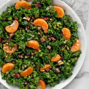 Mandarin orange kale salad on a plate