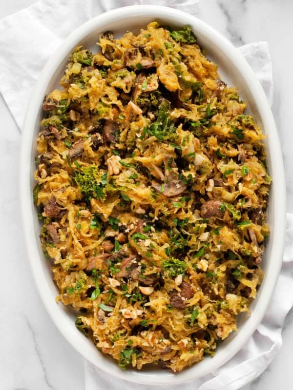 Mushroom Leek Kale Spaghetti Squash