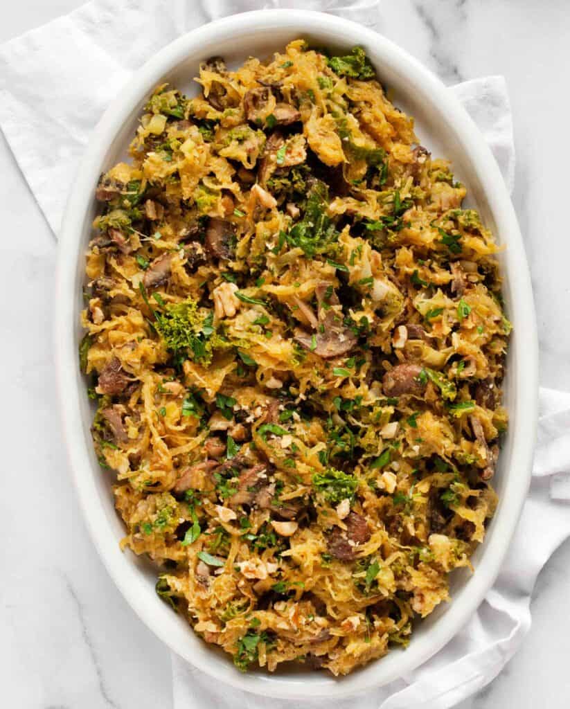 Mushroom Leek Kale Spaghetti Squash