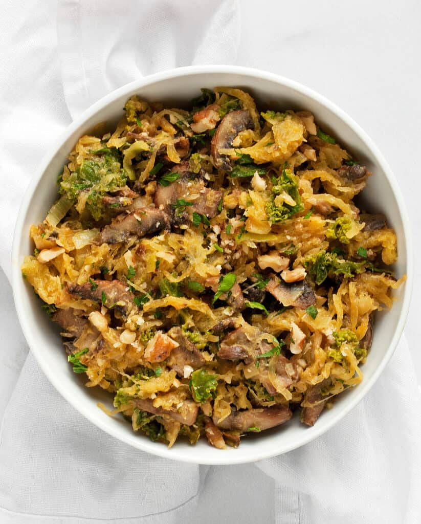 Mushroom Leek Kale Spaghetti Squash