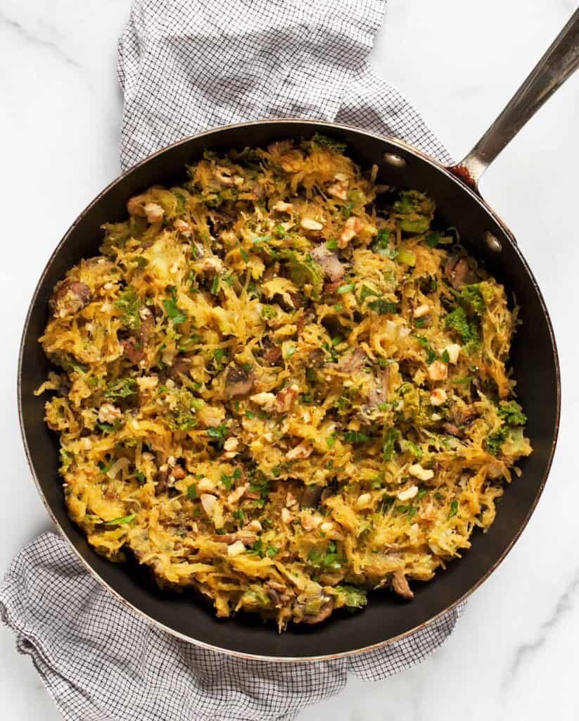 Mushroom Leek Kale Spaghetti Squash