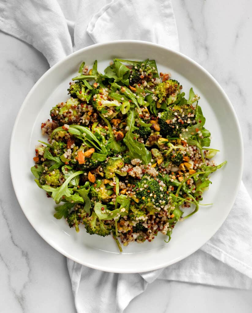 Quinoa salad with roasted broccoli