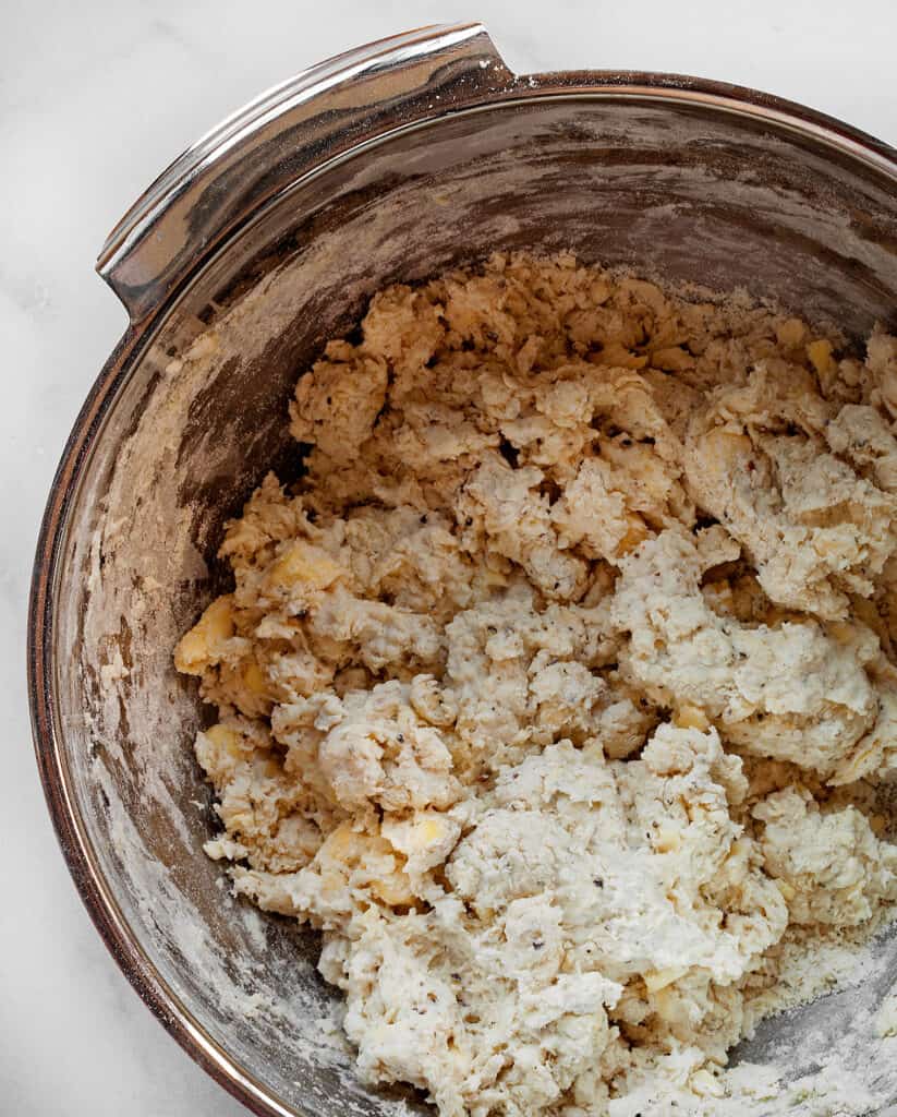 Biscuit dough in a bowl