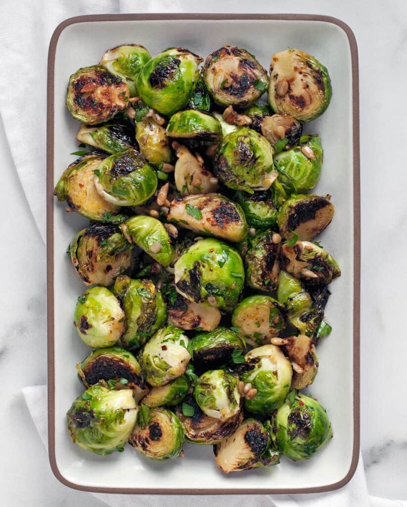 Sauteed brussels sprouts with honey mustard