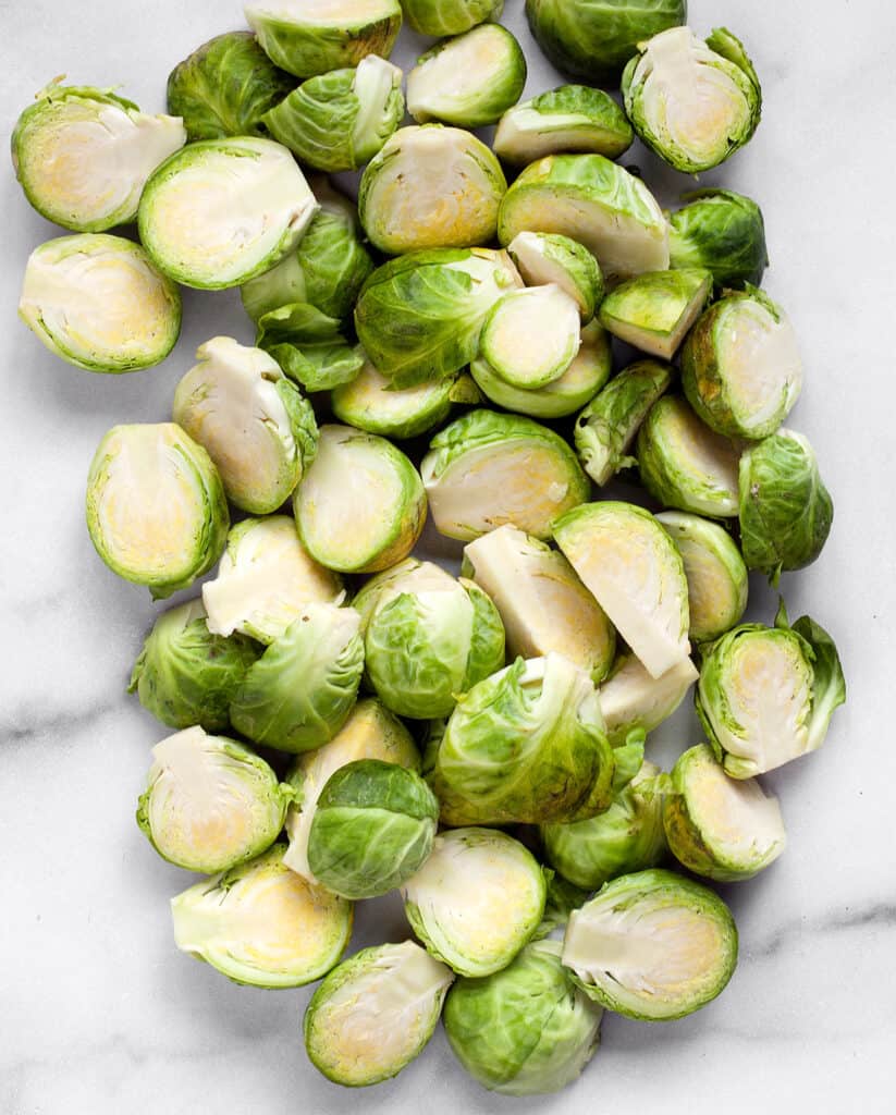 Halved and quartered brusels sprouts