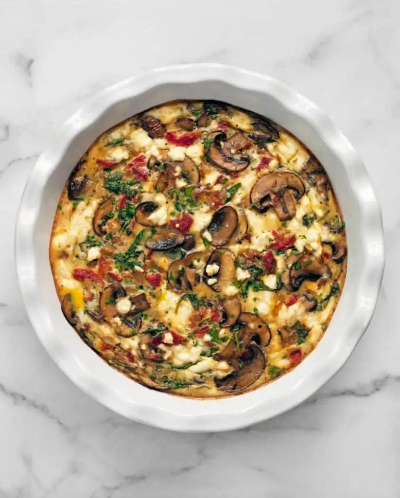 Mushroom Pepper Feta Quiche