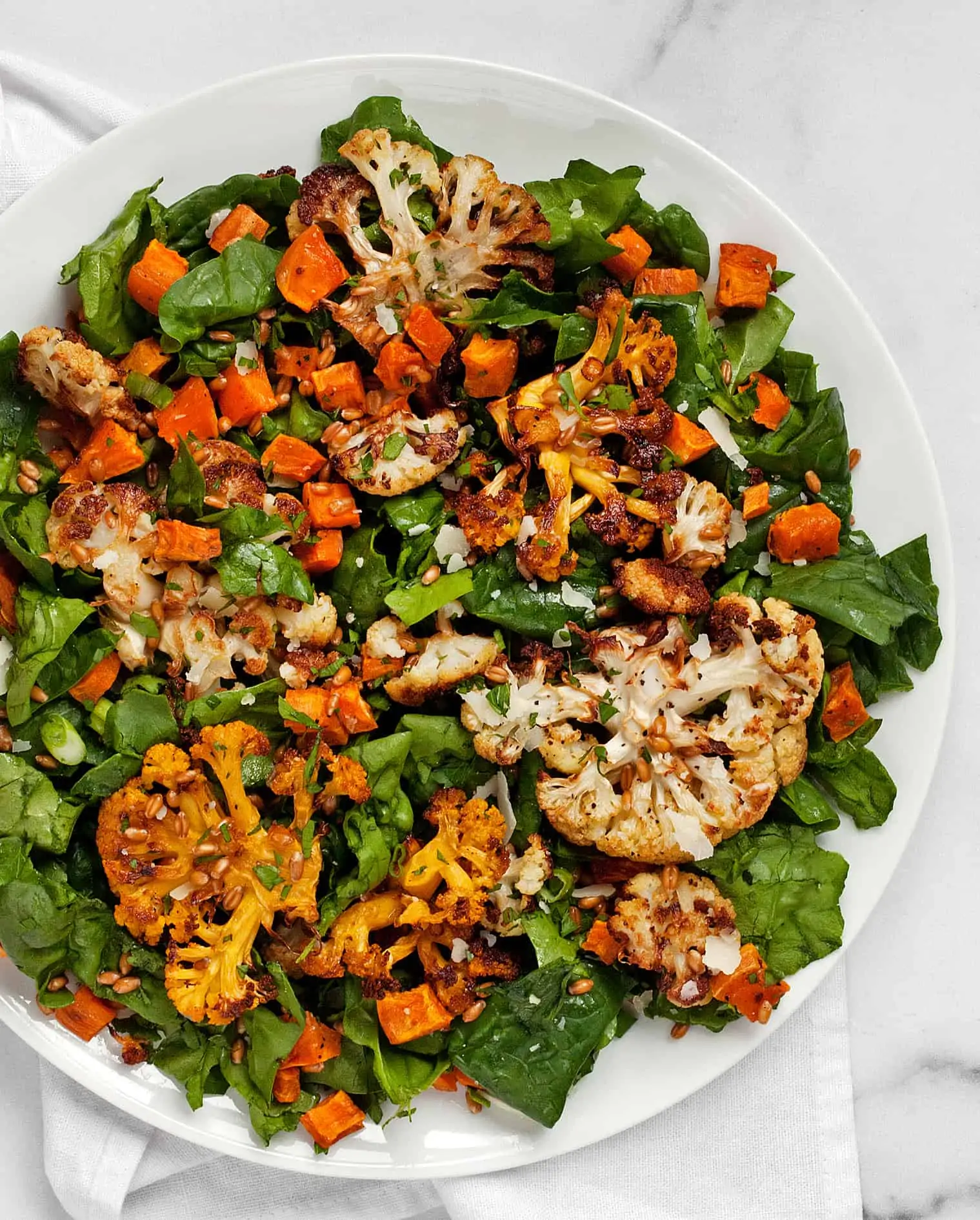 Roasted Sweet Potato Cauliflower Salad