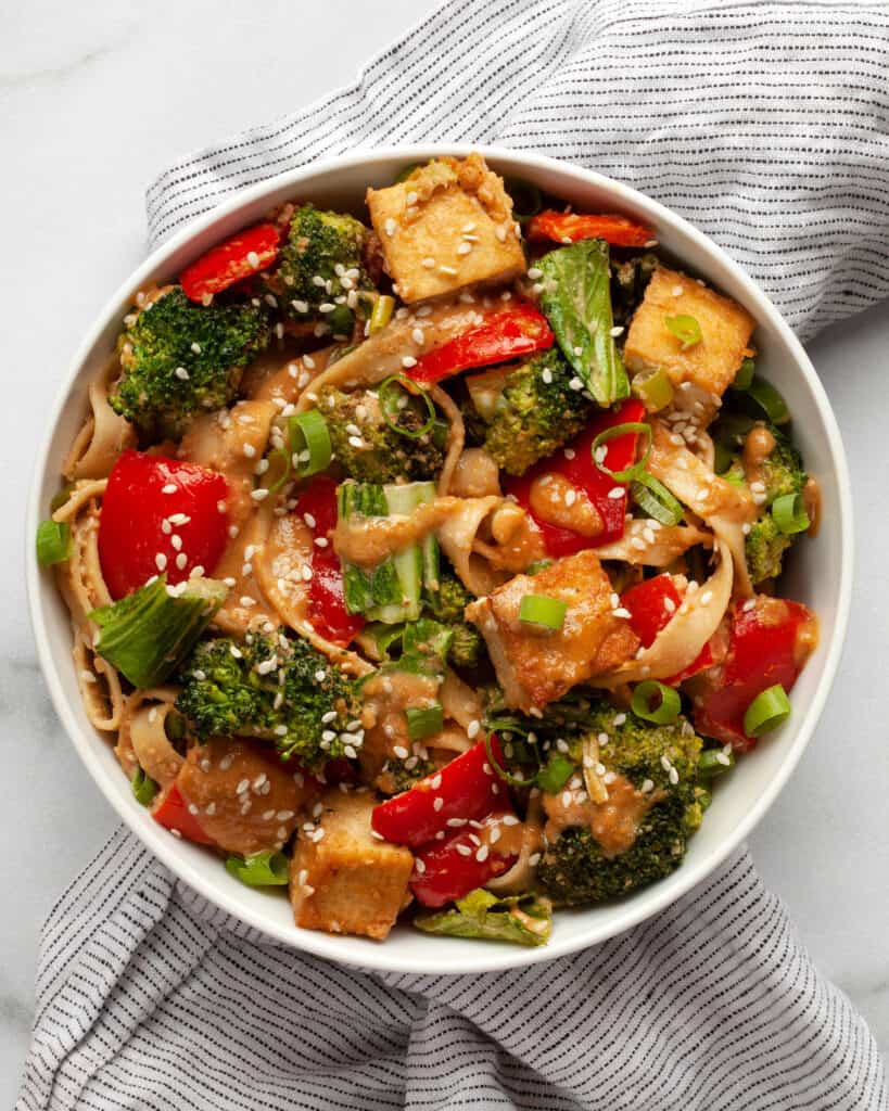 Tofu Vegetable Stir-Fry in a Bowl