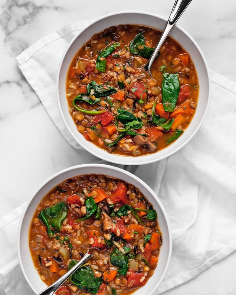 Lentil Wild Rice Soup with Tomatoes & Spinach | Last Ingredient