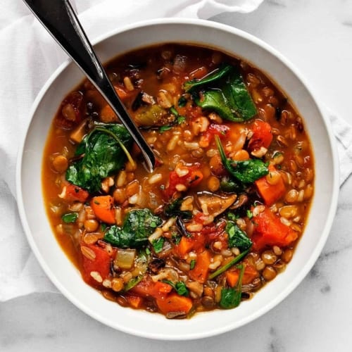 Lentil Wild Rice Soup with Tomatoes & Spinach | Last Ingredient