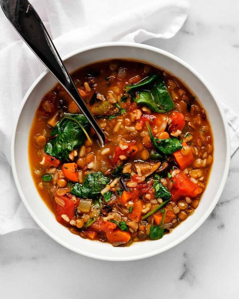 Lentil Wild Rice Soup with Tomatoes & Spinach | Last Ingredient