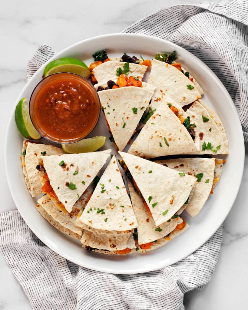 Vegetarian Quesadillas with sweet potatoes and black beans