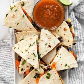 Sheet Pan Sweet Potato Black Bean Quesadillas