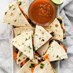 Sheet Pan Sweet Potato Black Bean Quesadillas